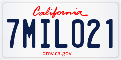 CA license plate 7MIL021