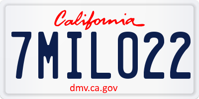 CA license plate 7MIL022