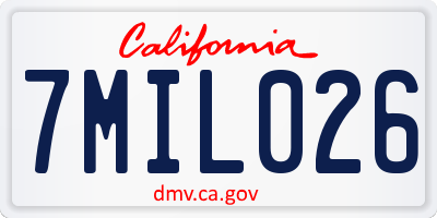 CA license plate 7MIL026