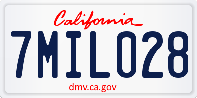 CA license plate 7MIL028