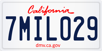 CA license plate 7MIL029