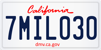 CA license plate 7MIL030
