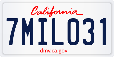 CA license plate 7MIL031