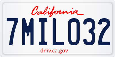 CA license plate 7MIL032