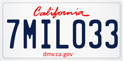 CA license plate 7MIL033