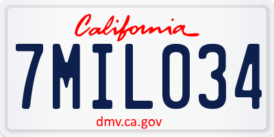 CA license plate 7MIL034