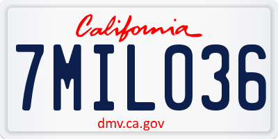 CA license plate 7MIL036