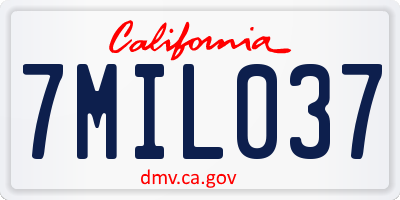 CA license plate 7MIL037