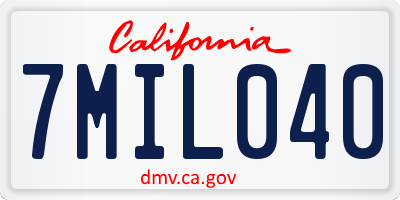 CA license plate 7MIL040
