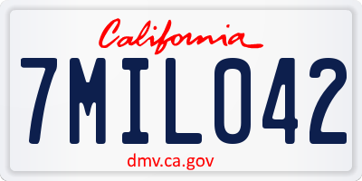 CA license plate 7MIL042