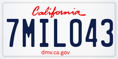 CA license plate 7MIL043