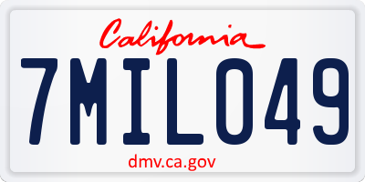 CA license plate 7MIL049