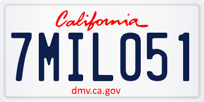 CA license plate 7MIL051