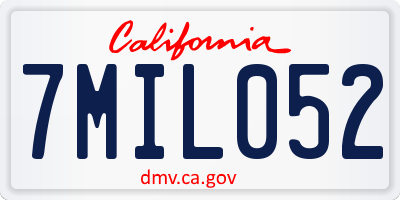 CA license plate 7MIL052