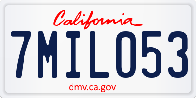 CA license plate 7MIL053