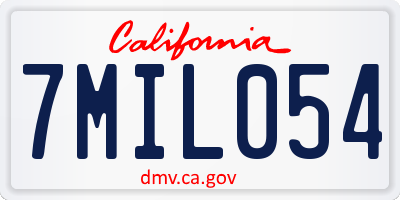 CA license plate 7MIL054