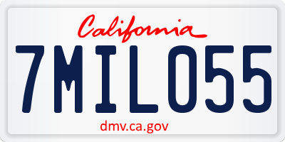 CA license plate 7MIL055