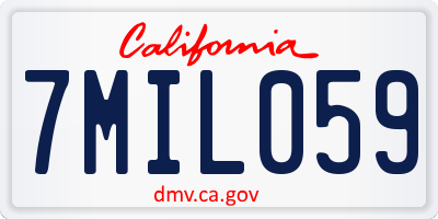CA license plate 7MIL059