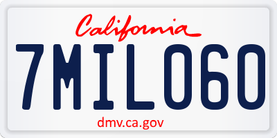 CA license plate 7MIL060
