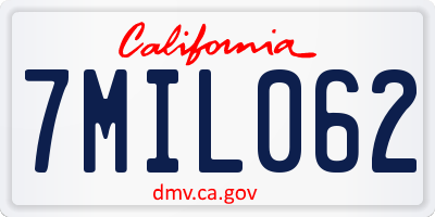 CA license plate 7MIL062