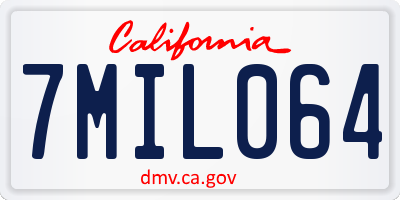 CA license plate 7MIL064