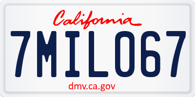 CA license plate 7MIL067