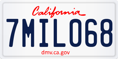 CA license plate 7MIL068