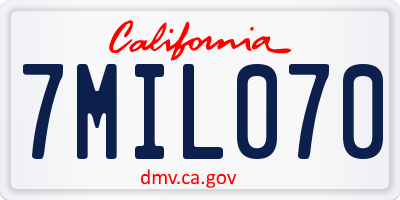 CA license plate 7MIL070