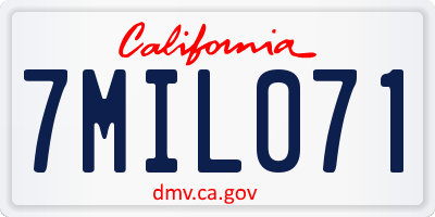 CA license plate 7MIL071
