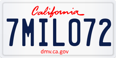CA license plate 7MIL072