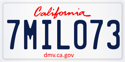 CA license plate 7MIL073