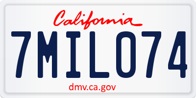 CA license plate 7MIL074