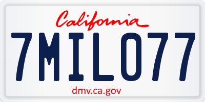 CA license plate 7MIL077