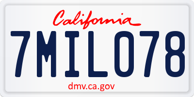 CA license plate 7MIL078