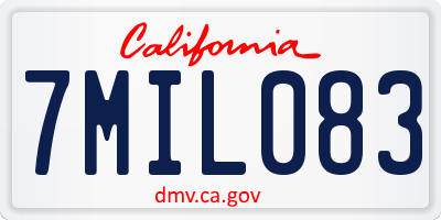 CA license plate 7MIL083