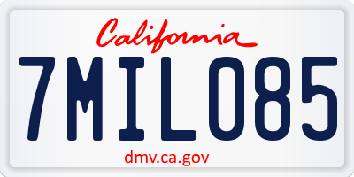CA license plate 7MIL085