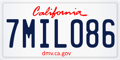 CA license plate 7MIL086