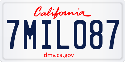 CA license plate 7MIL087