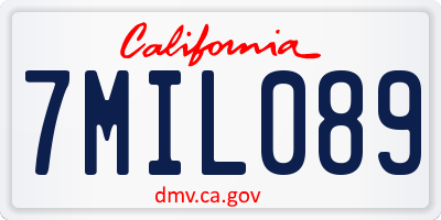 CA license plate 7MIL089