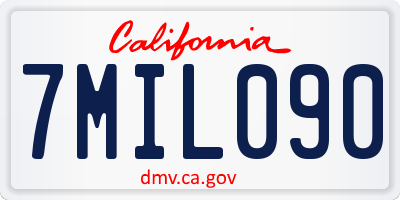 CA license plate 7MIL090