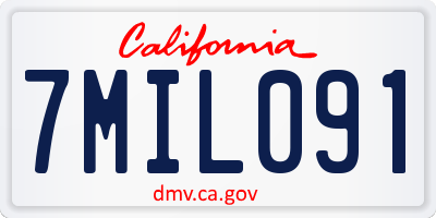 CA license plate 7MIL091