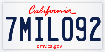 CA license plate 7MIL092