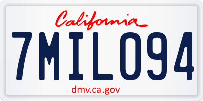 CA license plate 7MIL094
