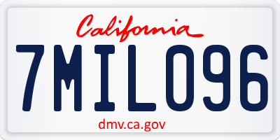 CA license plate 7MIL096