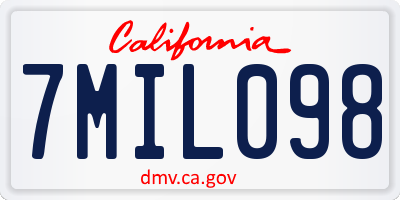 CA license plate 7MIL098