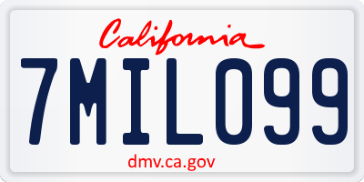CA license plate 7MIL099