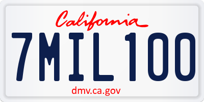 CA license plate 7MIL100