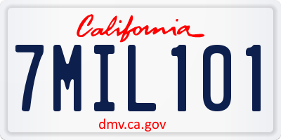 CA license plate 7MIL101