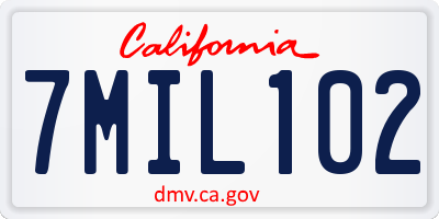 CA license plate 7MIL102