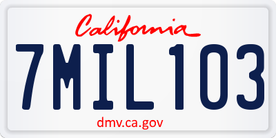 CA license plate 7MIL103
